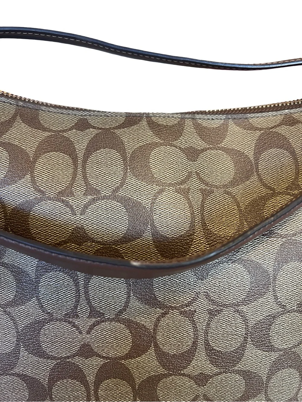 Coach F39527 Women’s Elle Hobo Shoulder Bag Leather Brown Signature Canvas